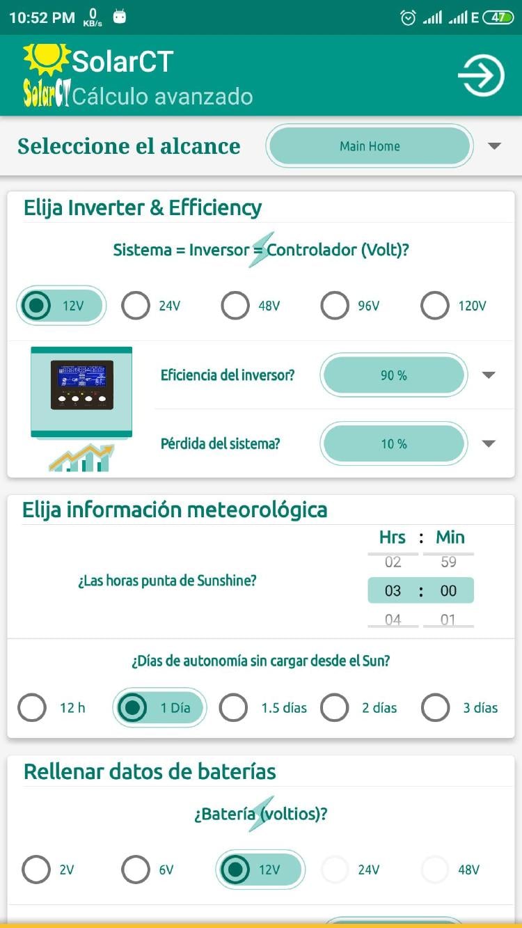 SolarCT - Calculadora de sistemas de Energía Solar movil SolarCT - Calculadora de sistemas de Energía Solar movil