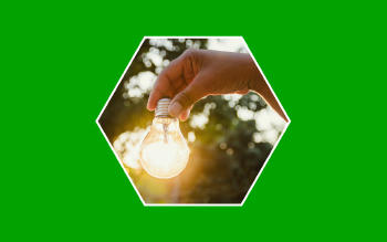 Bombilla y puesta de sol, concepto de ahorro energético