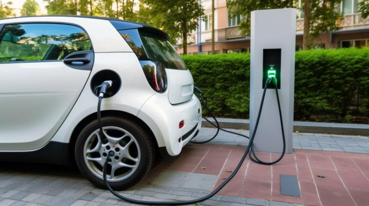 coche eléctrico cargando en la calle coche eléctrico cargando en la calle