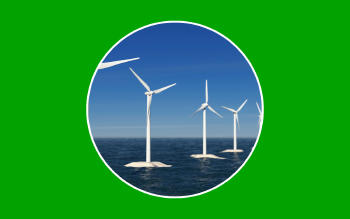 Concepto de energía alternativa, molinos de viento en el océano.