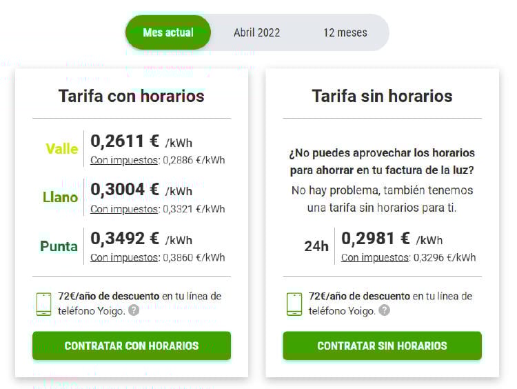 tarifa indexada tarifa indexada